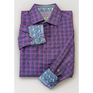 Robert Graham Mens Shirt SMALL Button Up Purple Long Sleeve Classic Fit